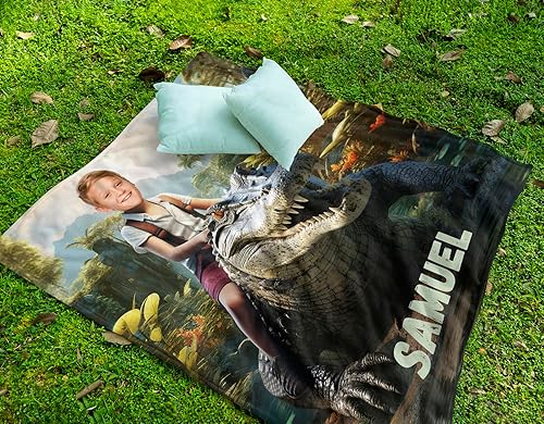 Vista 63 de Manta personalizada de dinosaurio, manta personalizada de dinosaurio para niños, regalo de foto personalizado para él, manta Minky de 50 x 60