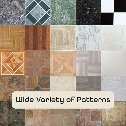 Miniatura 98 de Nexus - Azulejos de vinilo autoadhesivos de 12 pulgadas, 20 azulejos de 12 x 12 pulgadas, patrón negro, suelo de bricolaje para despegar y pegar