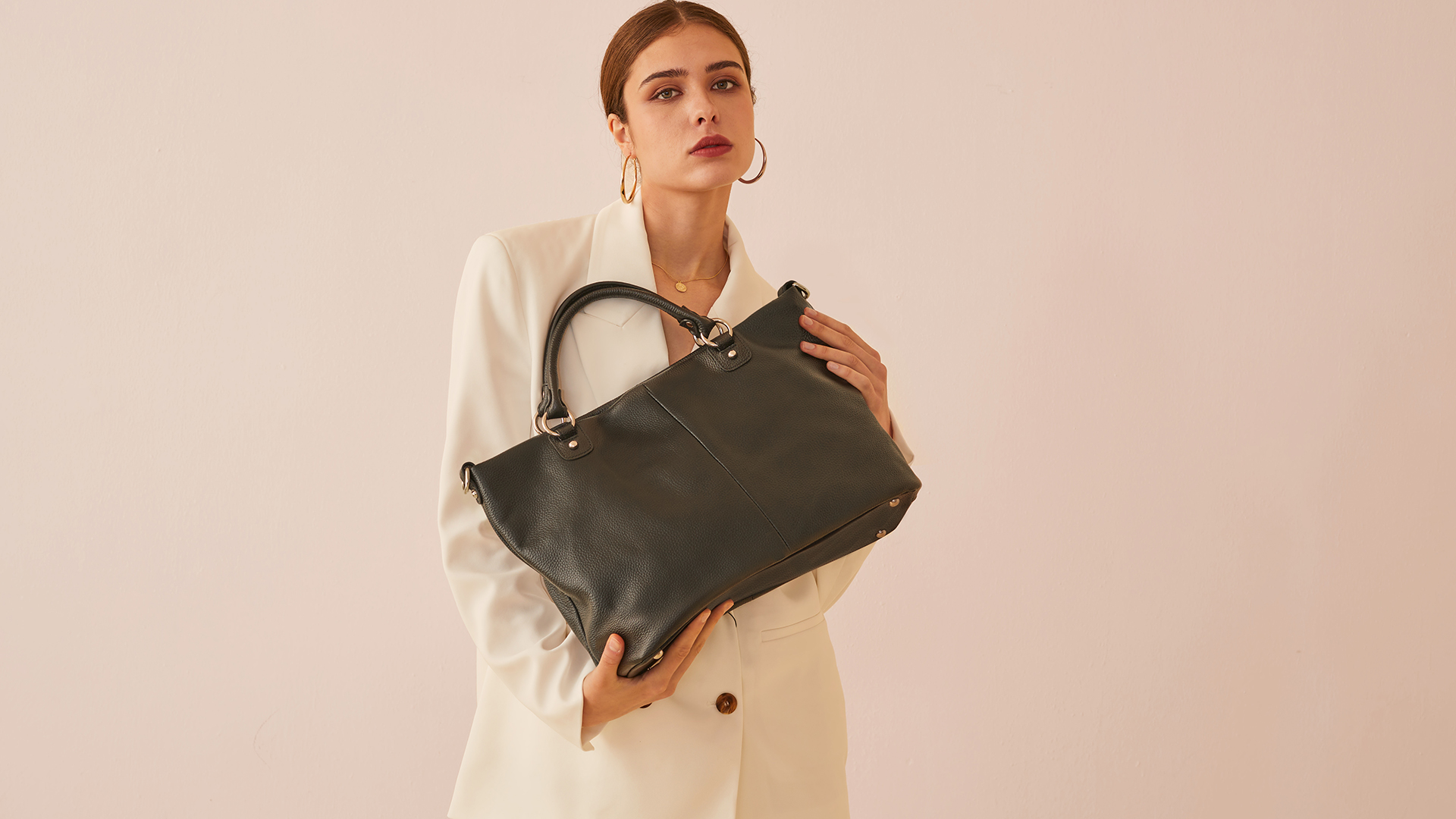 Bolso Tote de cuero suave para mujer Kattee miniatura 7