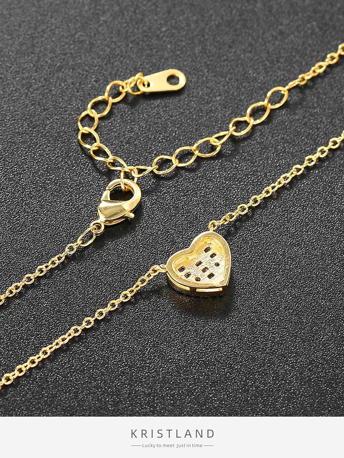 Dainty Diamond Round Heart Necklace 14k Gold Plated Choker Necklaces Splicing Tiny Zircon Pendant Gold Jewelry Gifts for Women Gold Heart - Image 5