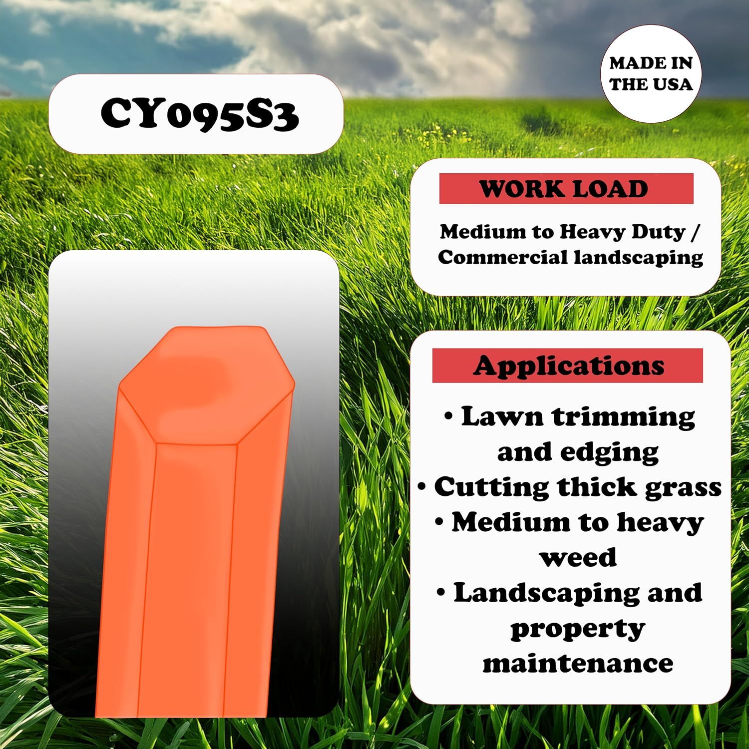 Cyclone Desert Extrusion CY095S3 .095" x 855' Commercial Trimmer Line Orange