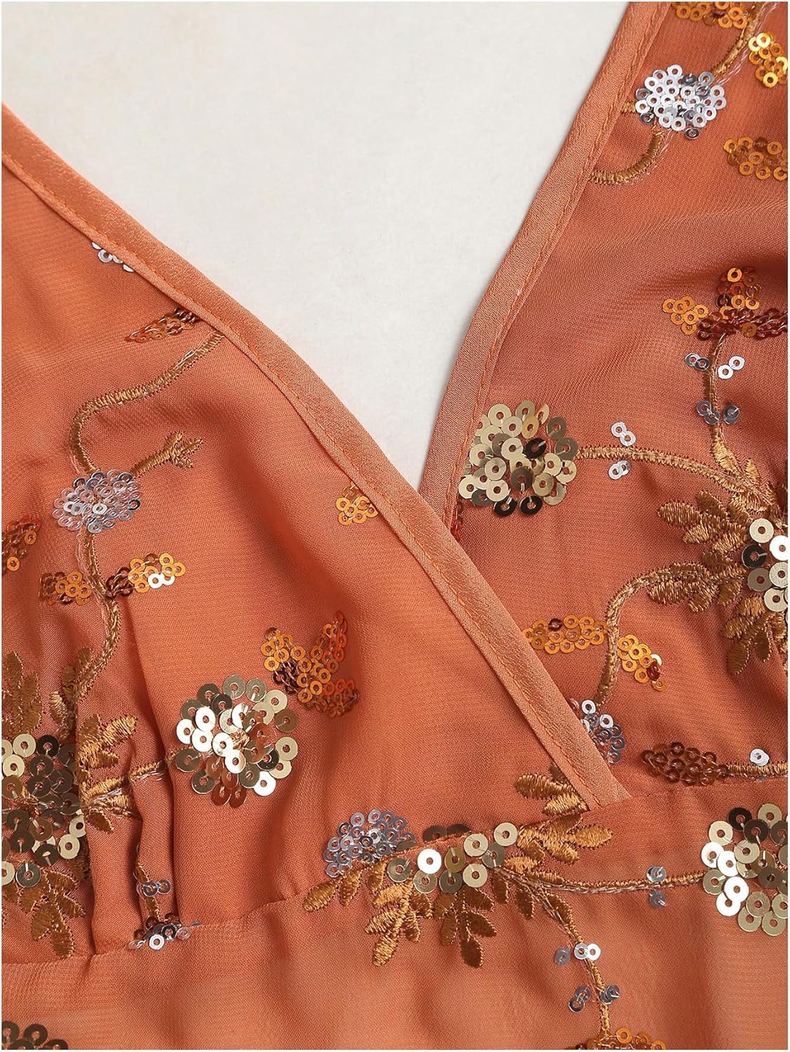 Milumia Women's Sparkly Sequin Halter Crop Top Sheer Mesh Open Back Sleeveless V Neck Cami Tank Top Going Out - Image 4