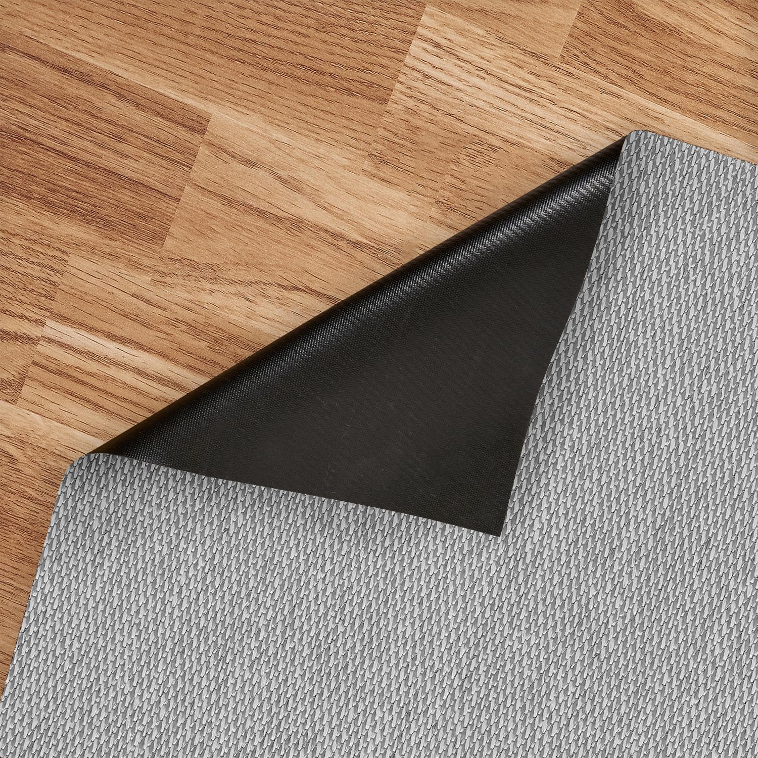 STORESBASIC Alfombra Vinilica Antideslizante, Lavable y Resistente a Manchas, Tejido Trenzado y Sin Pelo, Alfombra de Vinilo Interiores y Exteriores, Gris Lisa 60x200