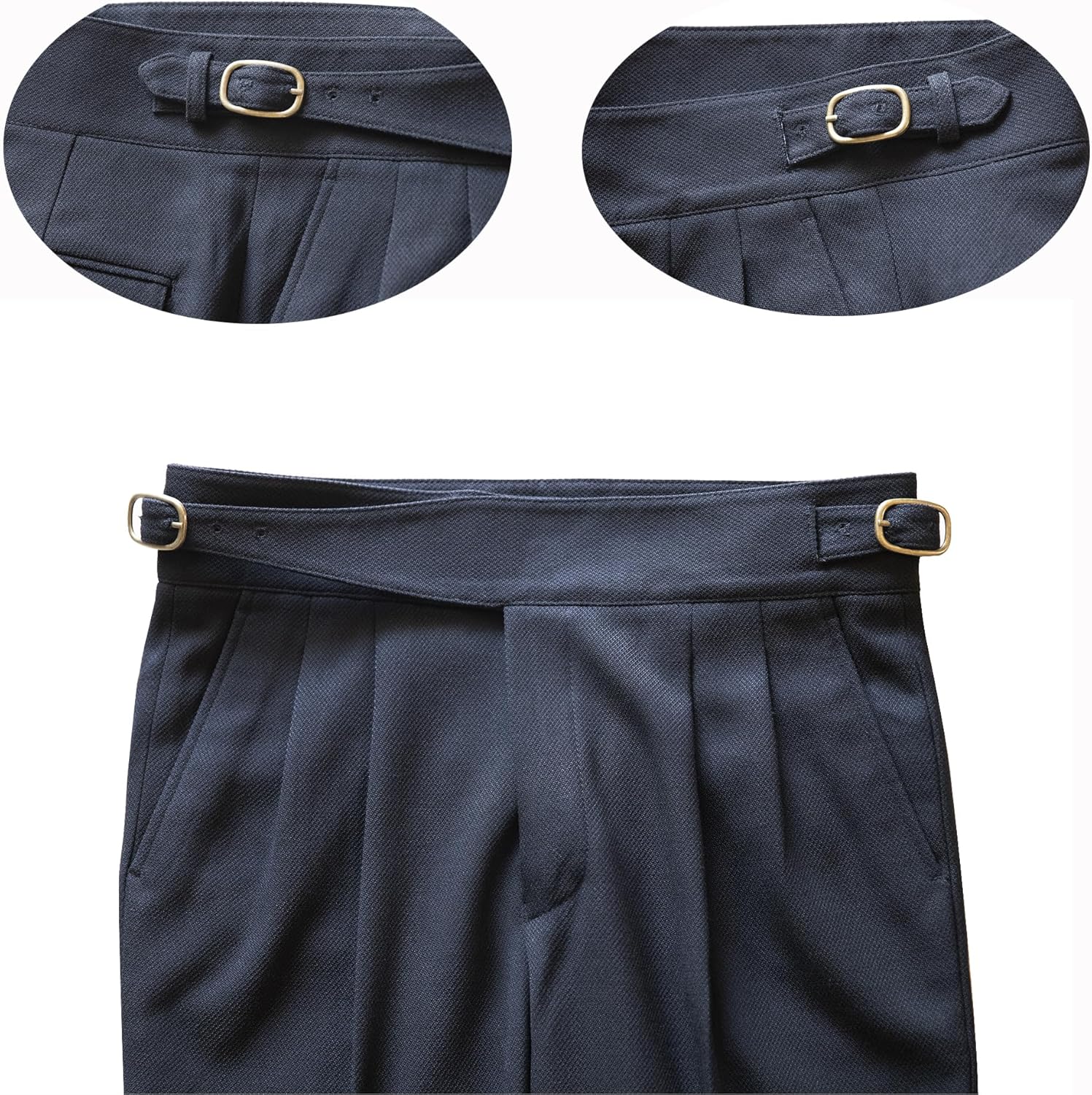 Men's Classic Gurkha Naples Italian Style Dress Pants No Need to tie a Belt - Image 3