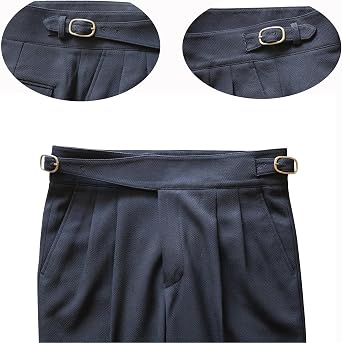 Men's Classic Gurkha Naples Italian Style Dress Pants No Need to tie a Belt