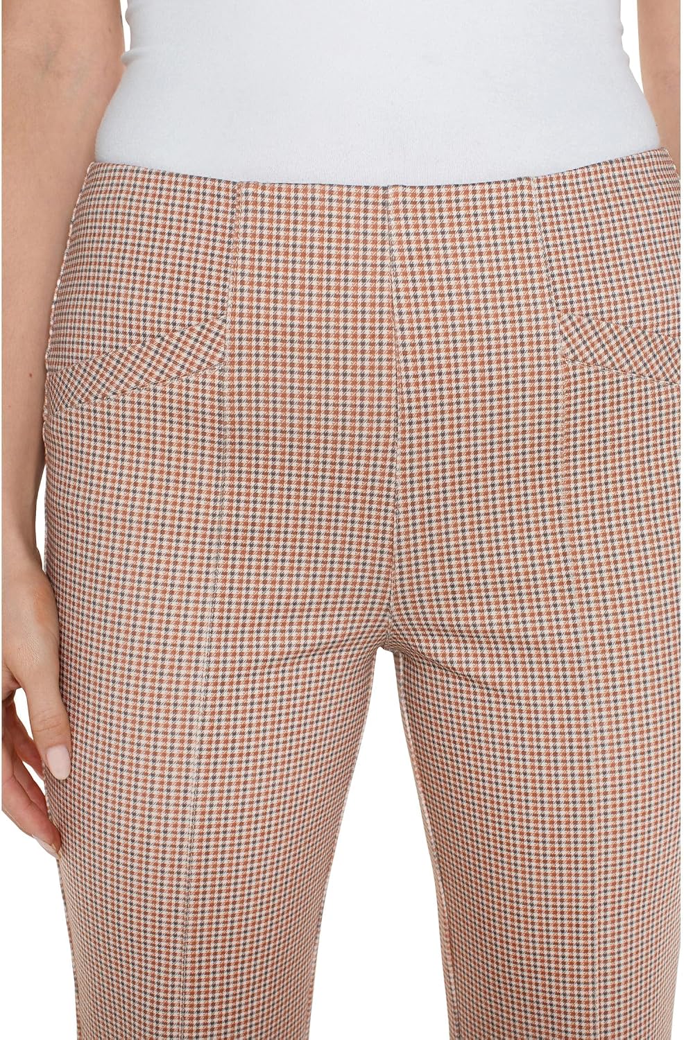 Liverpool Womens Stella Kick Flare Mid-Rise Check Printed Ponte 25"