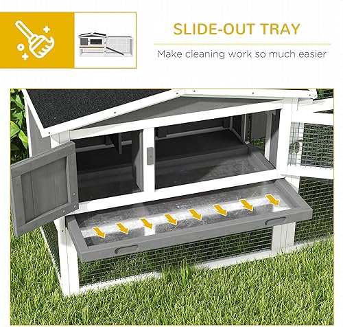 Miniatura 5 de PawHut Rabbit Hutch - Jaula de conejo de 2 pisos, jaula de conejillo de indias para interiores y exteriores, casa de animales pequeños con bandeja