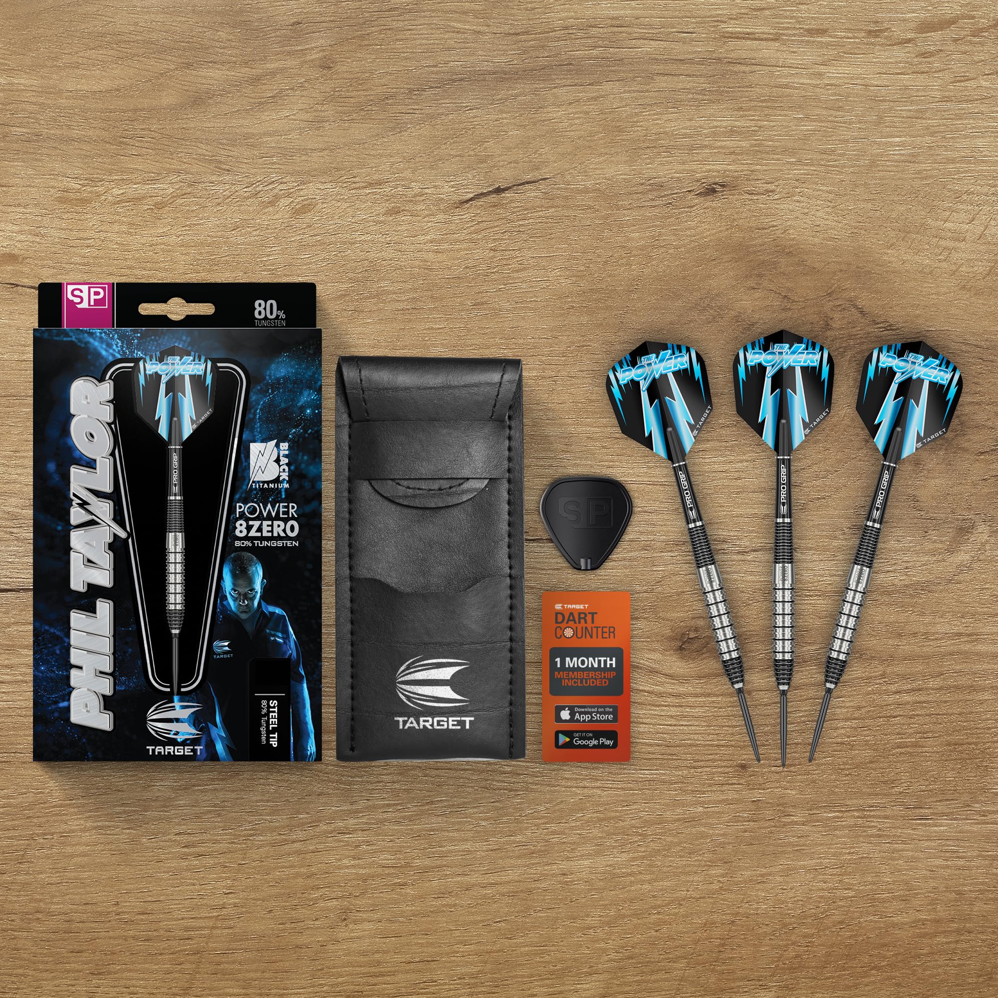 Target Darts Phil Taylor Power 8-Zero 2 Steel Tip Darts, 80