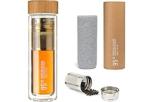 95° Double Wall Glass Water Bottle with Stainless Steel Tea Infuser