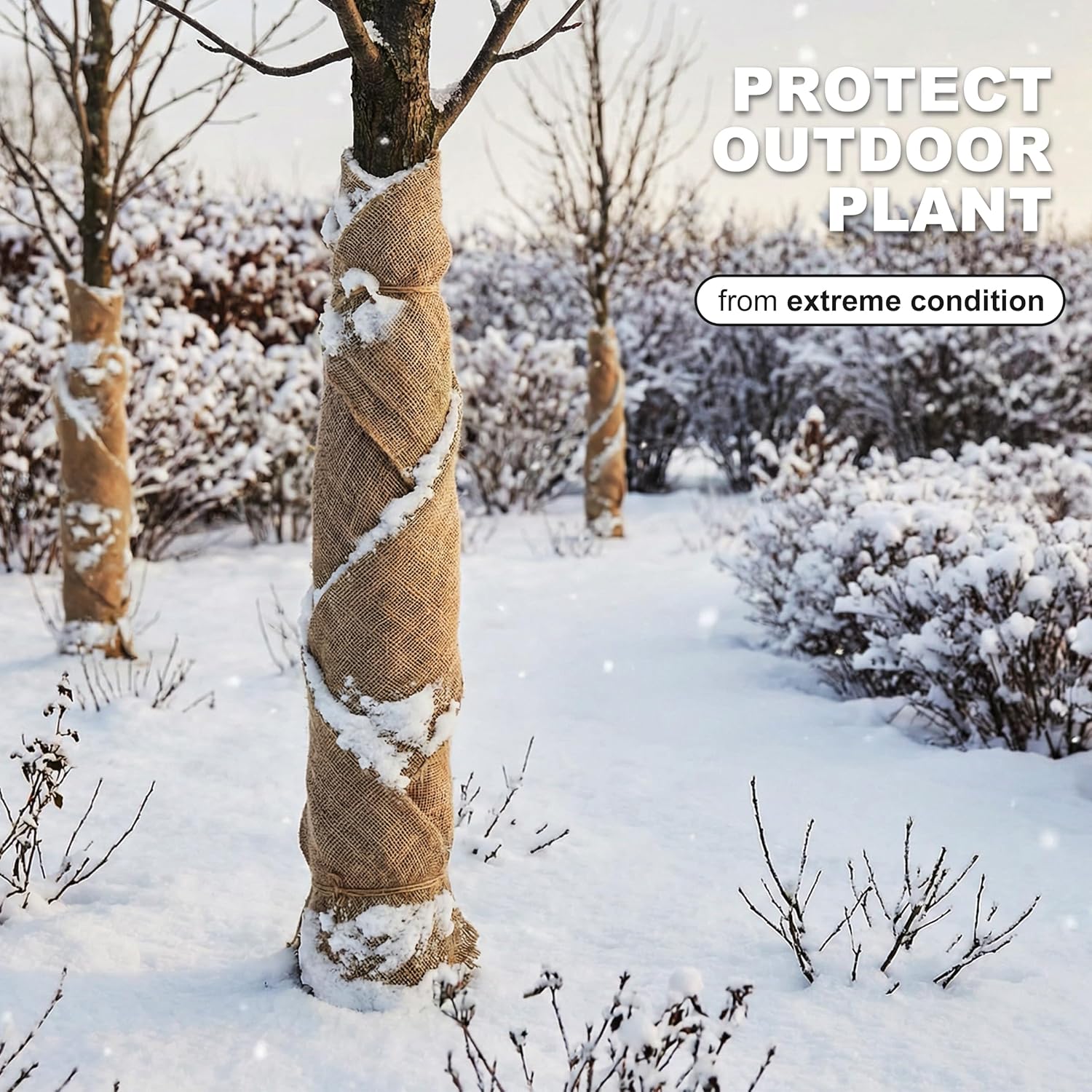 Burlap Fabric Roll, 62 Inch (W) X 16 Ft (L), Jute Outdoor Fabric by The Yard for Rose Bush Covers, Plant Garden Burlap Tree Trunk Wraps to Protect bark, Farmhouse Tree Decor for Crafts Gardening