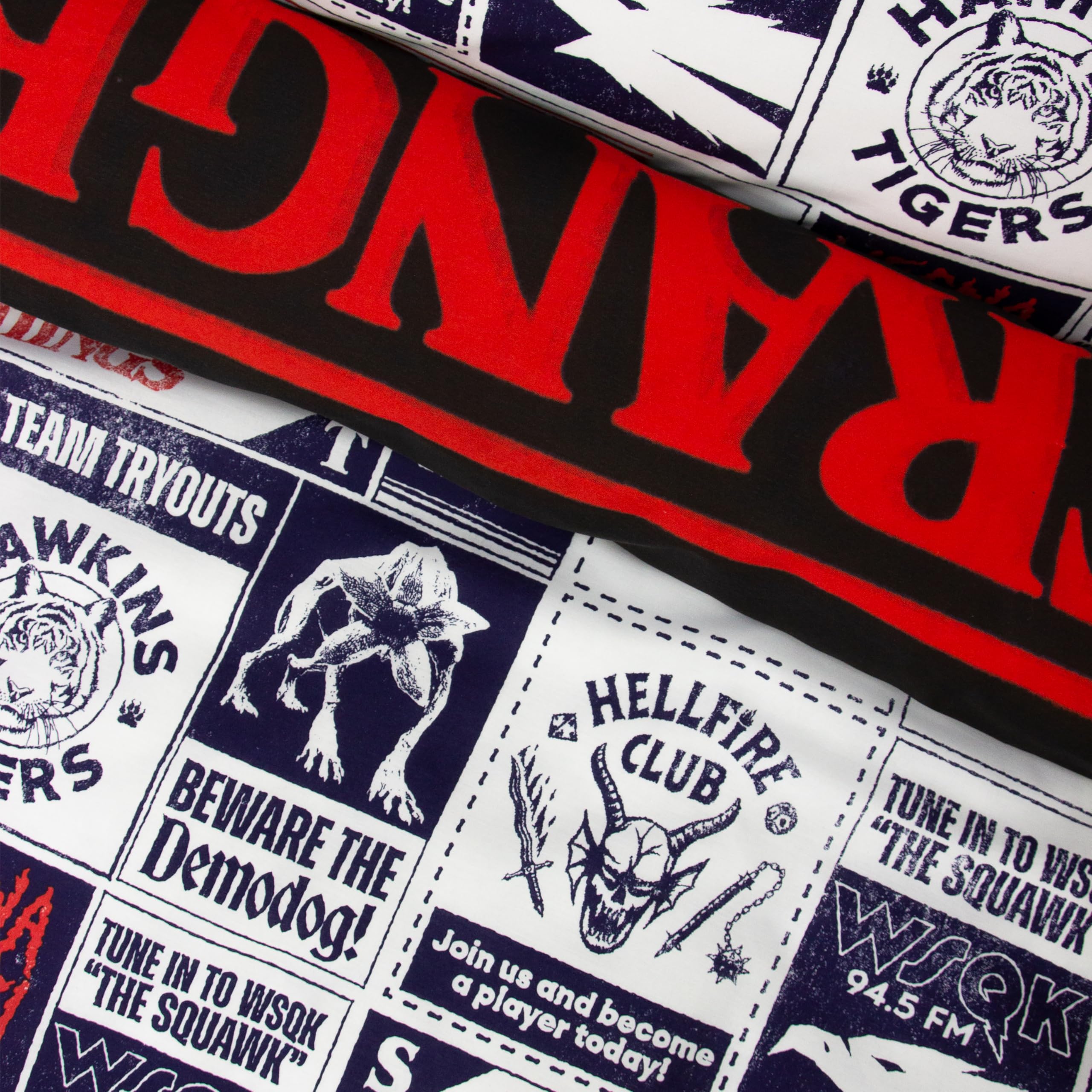 Stranger Things Juego de Funda Nórdica Individual con Diseño de Llamas con Licencia Oficial, Ropa de Cama Reversible de 2 Caras Que Incluye Funda de Almohada a Juego, para Dormitorio Infantil