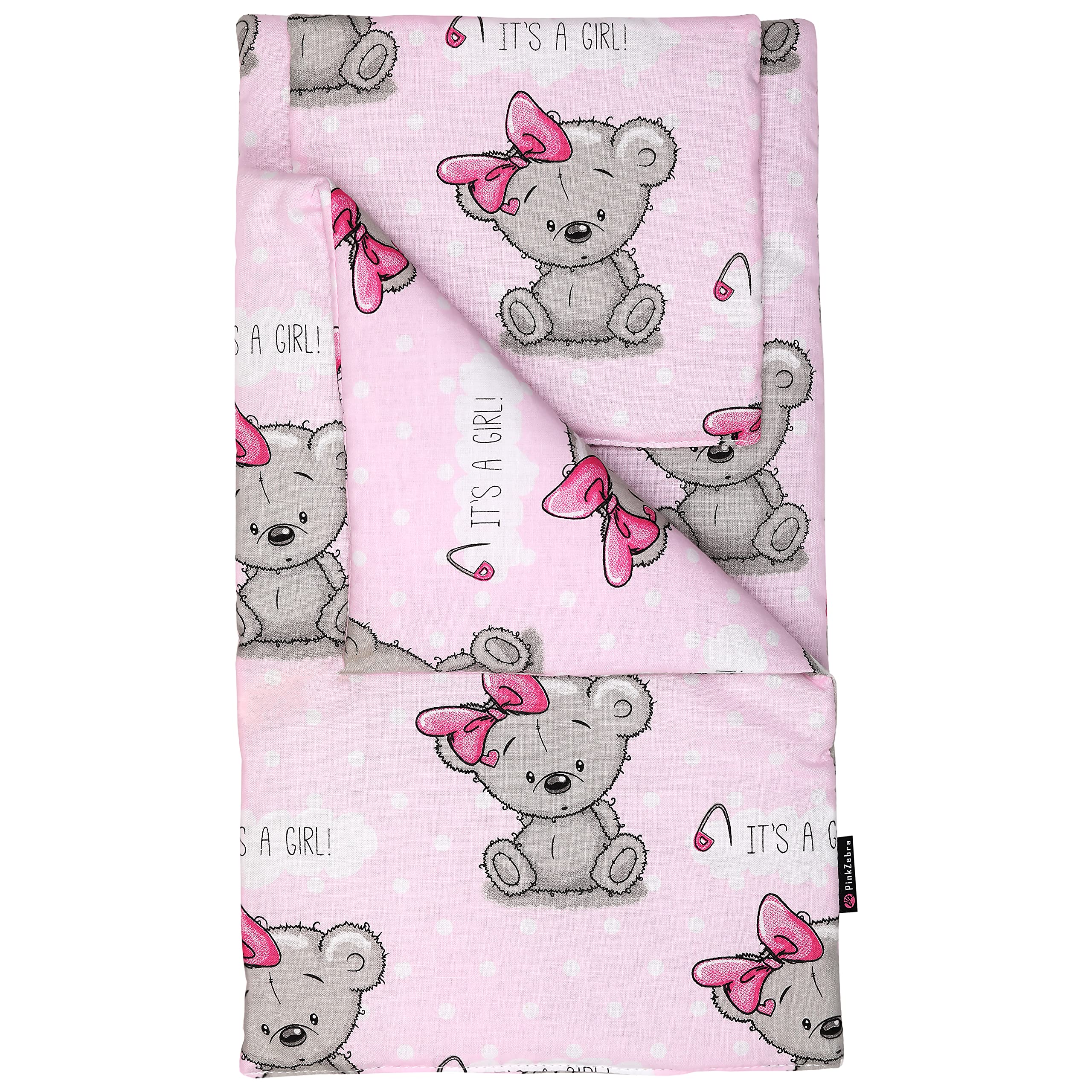 PinkZebra, Ropa De Cama para Muñecas, Sábanas de Muñeca: Manta + Almohada + Colchón, de Algodón, It's a Girl