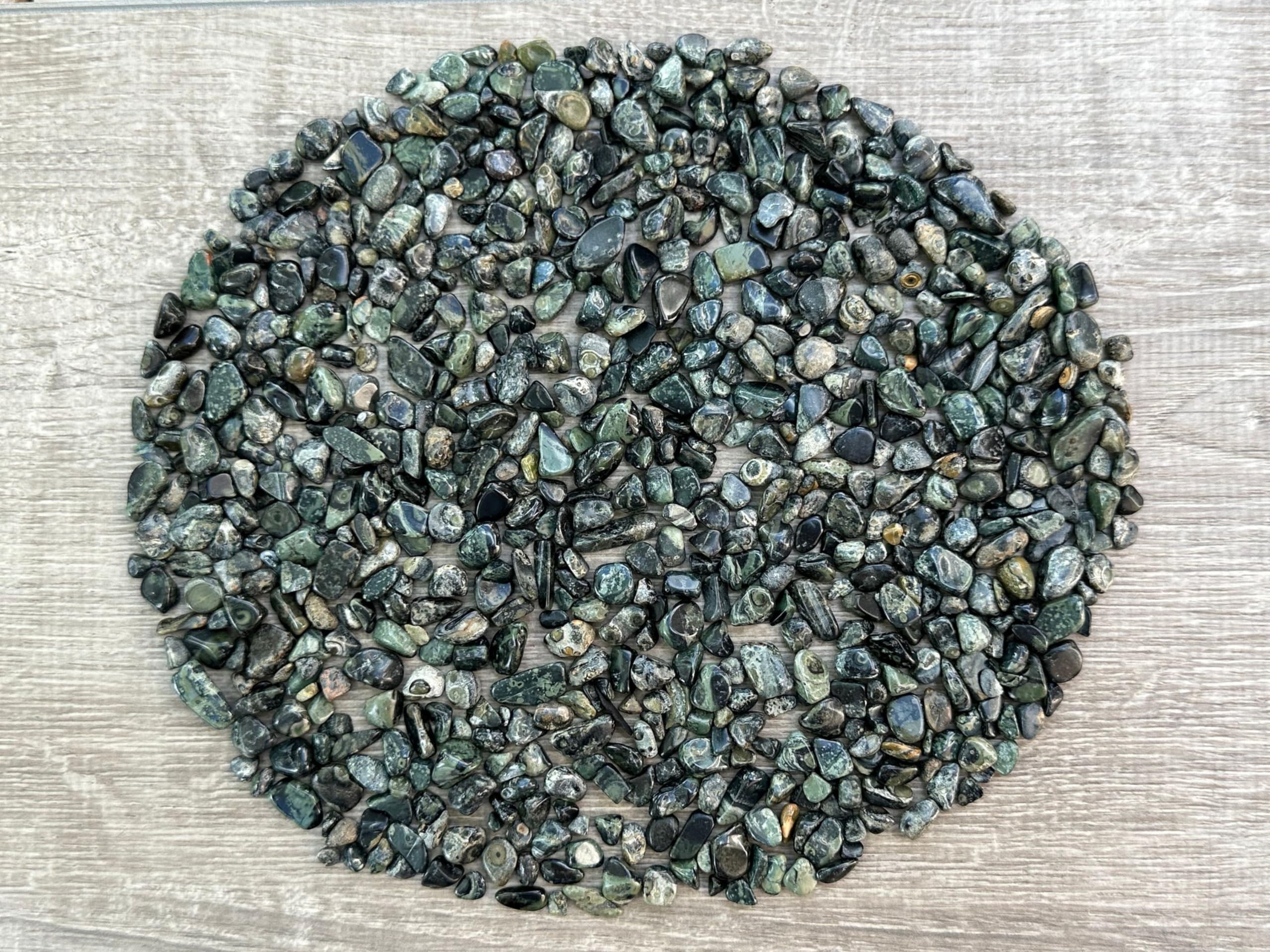 GAF TREASURES 2 oz Lot Natural Semi Tumbled Gemstone Chips, Crushed Mini Crystals, Undrilled Crystal Chips (Kambaba Jasper)