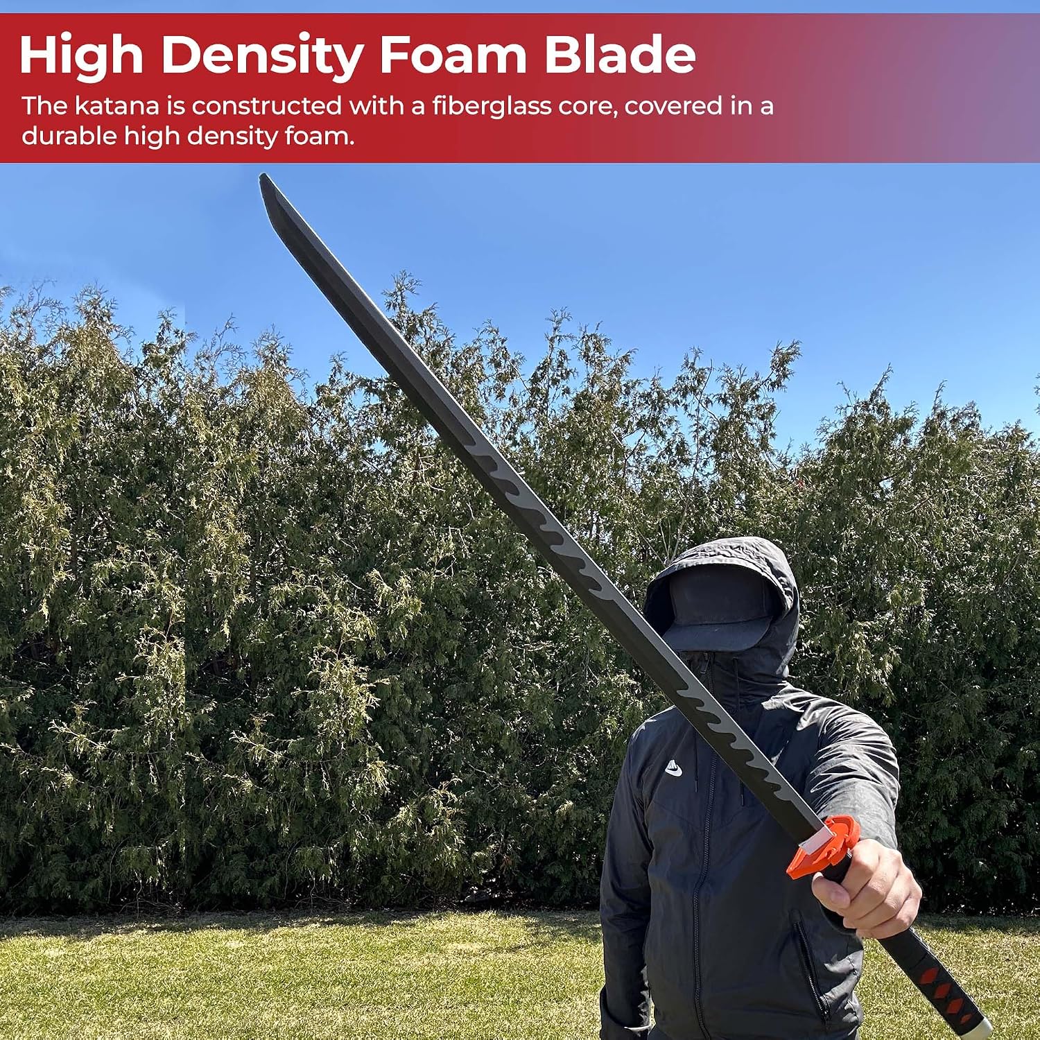 MedievalDepot Demon Slayer Foam Katanas – Full-Length Anime Cosplay Swords with Scabbards (Kamado Tanjiro Flame Guard Foam Katana)