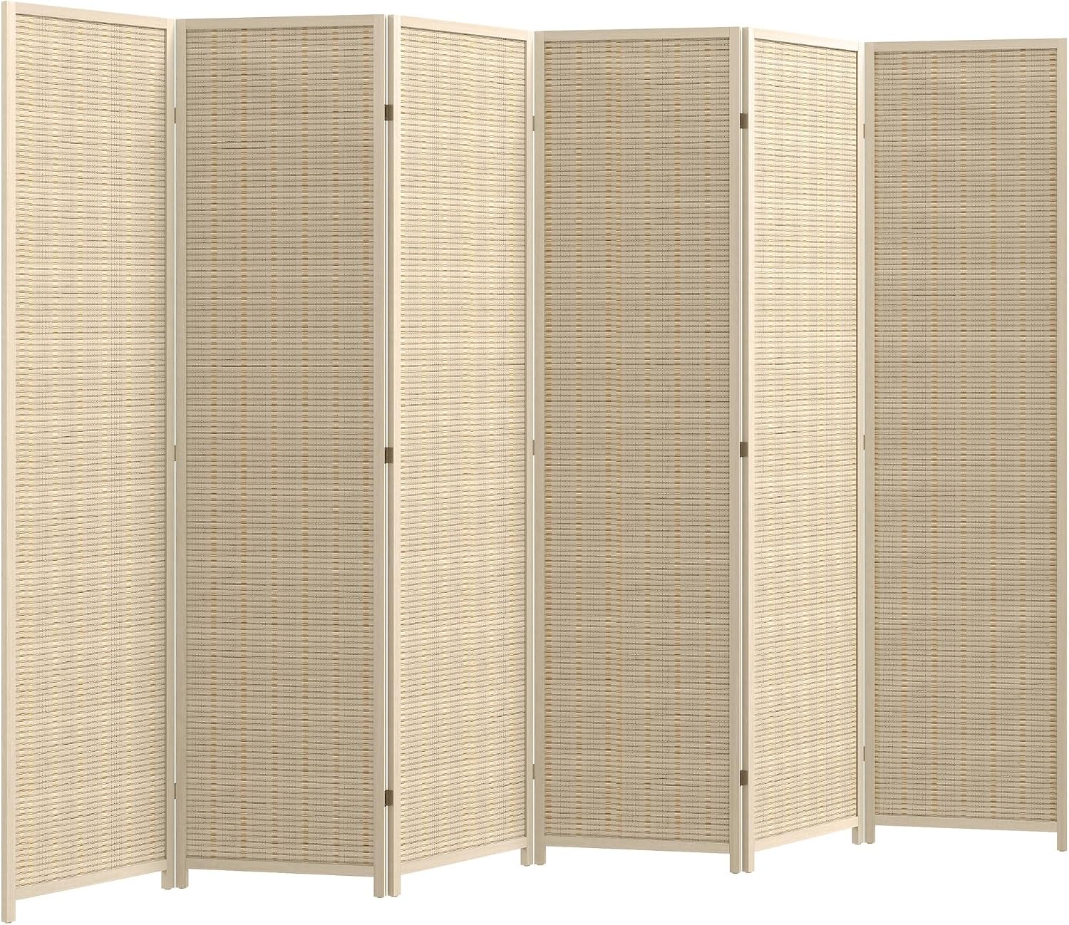 HOMCOM Paravent Interieur en Bois 6 Panneaux 270 x 180 cm Bois Naturel | Séparateur de Pièce Pliable, Cloison de Séparation, pour Salon, Chambre à Coucher, Maison — vue 2
