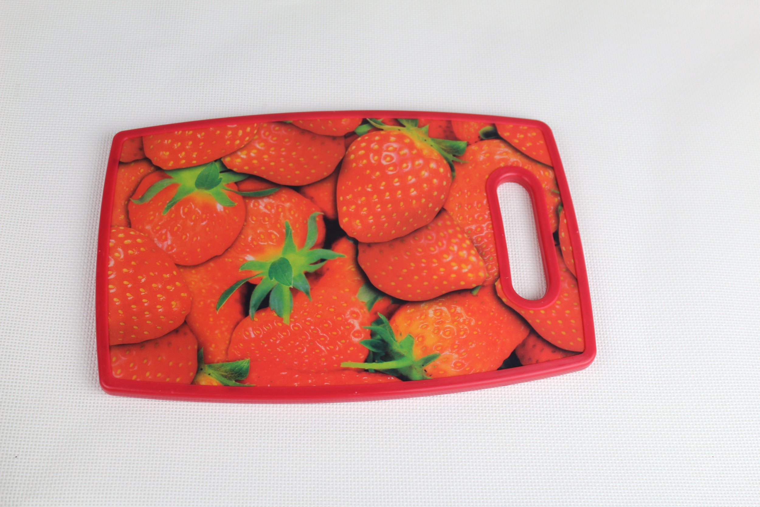 Plastic Coloured Kitchen Chopping Cutting Board Red Strawberry