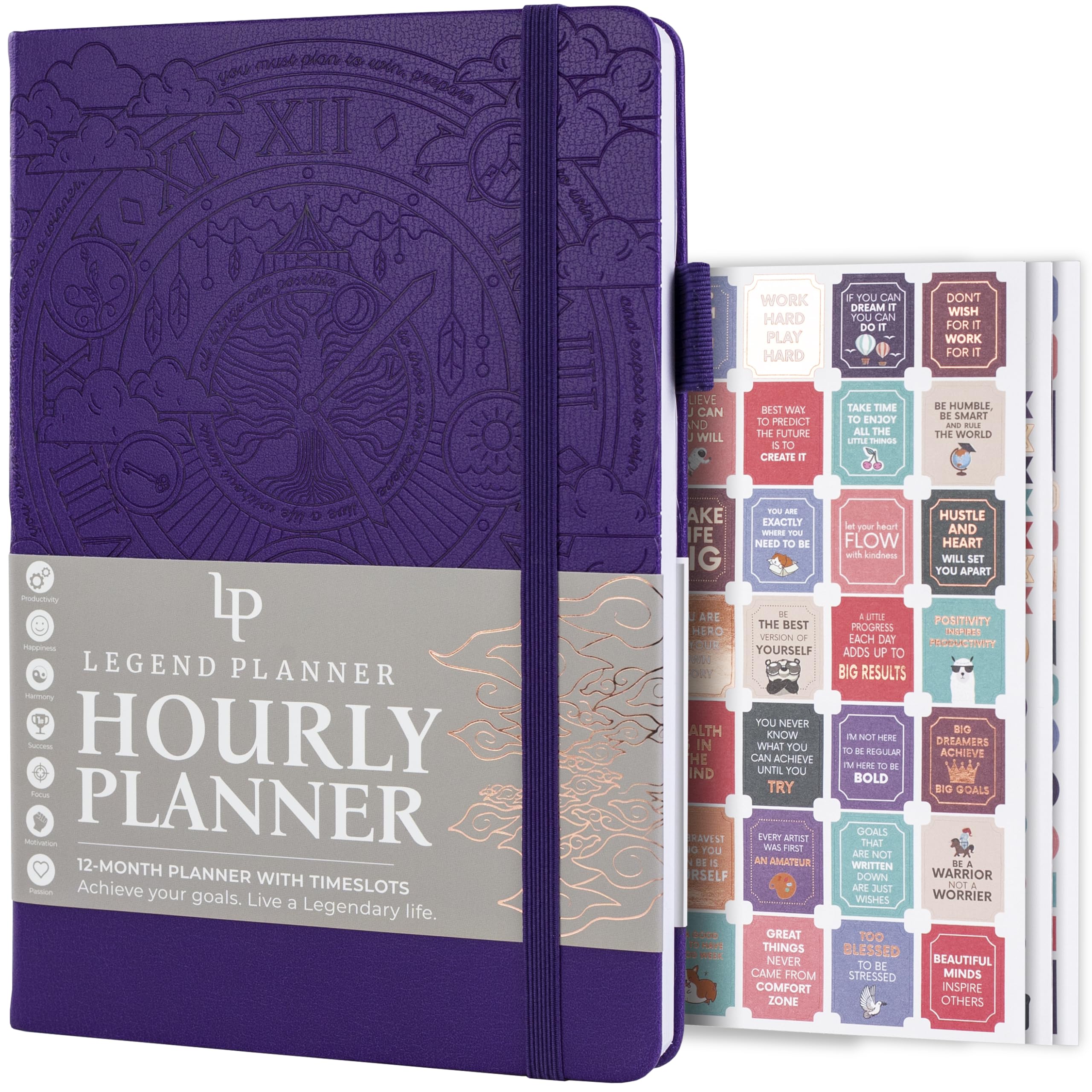 Legend PlannerHourly Schedule – Weekly & Daily Organizer with Time Slots. Appointment Book Journal for Work, Undated, A5 (Purple)