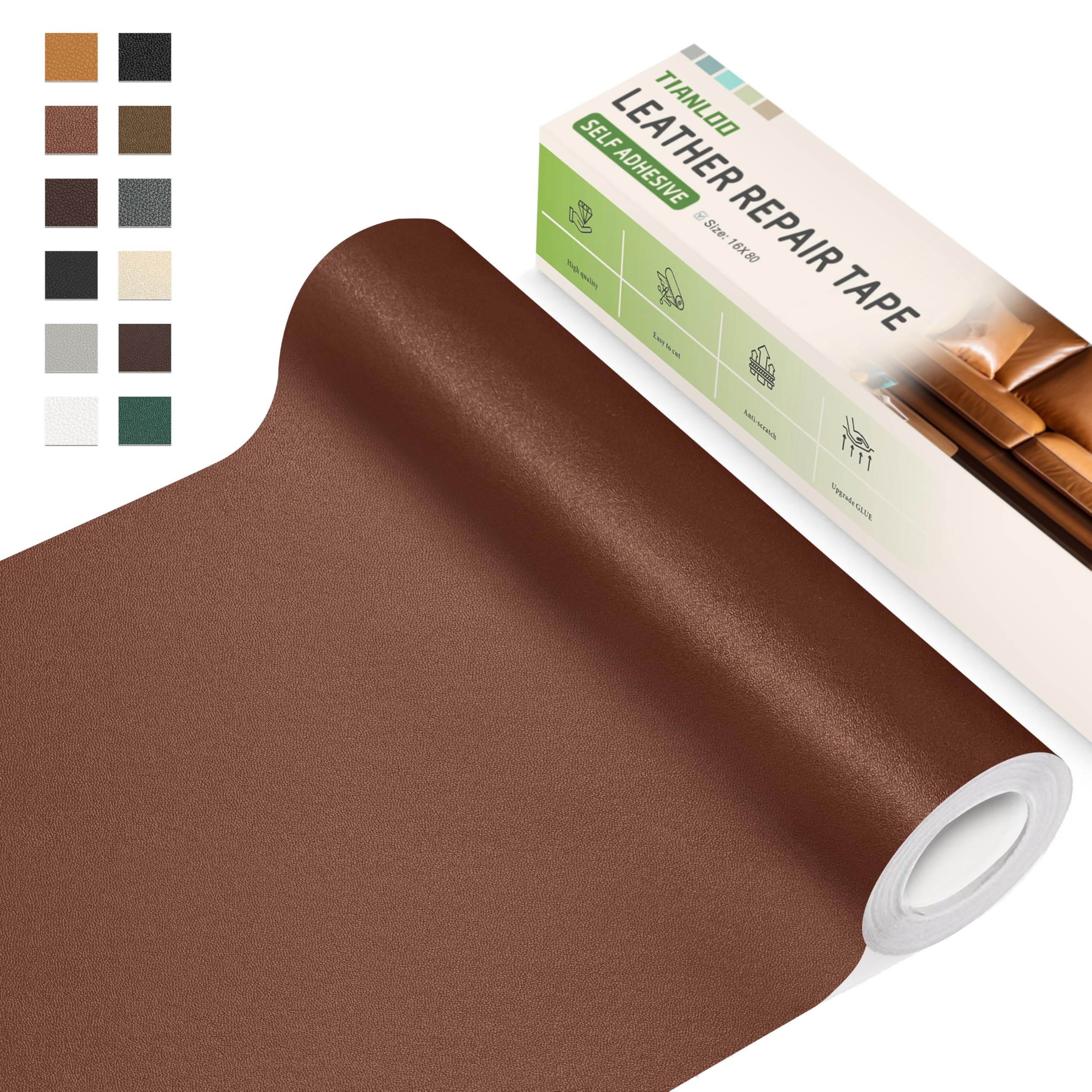 Photo 1 of **Stock Pick for Reference it's Grey*** TIANLDD Leather Repair Tape,16 x 80 Inches Self Adhesive Leather Repair Patch?Leather Repair Kit for Furniture?Couches,Car Seats,Cabinets,Handbags(Grey-Fine Lines)
