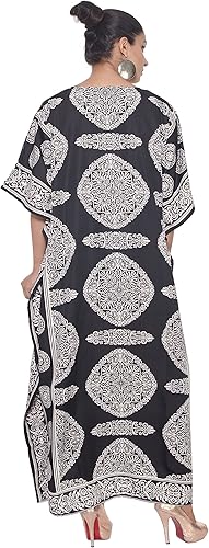 Miniatura 4 de Goood Times - Caftán para mujer talla extra grande, caftán en blanco y negro, vestido largo de playa, caftán de ajuste suelto, vestido casual para