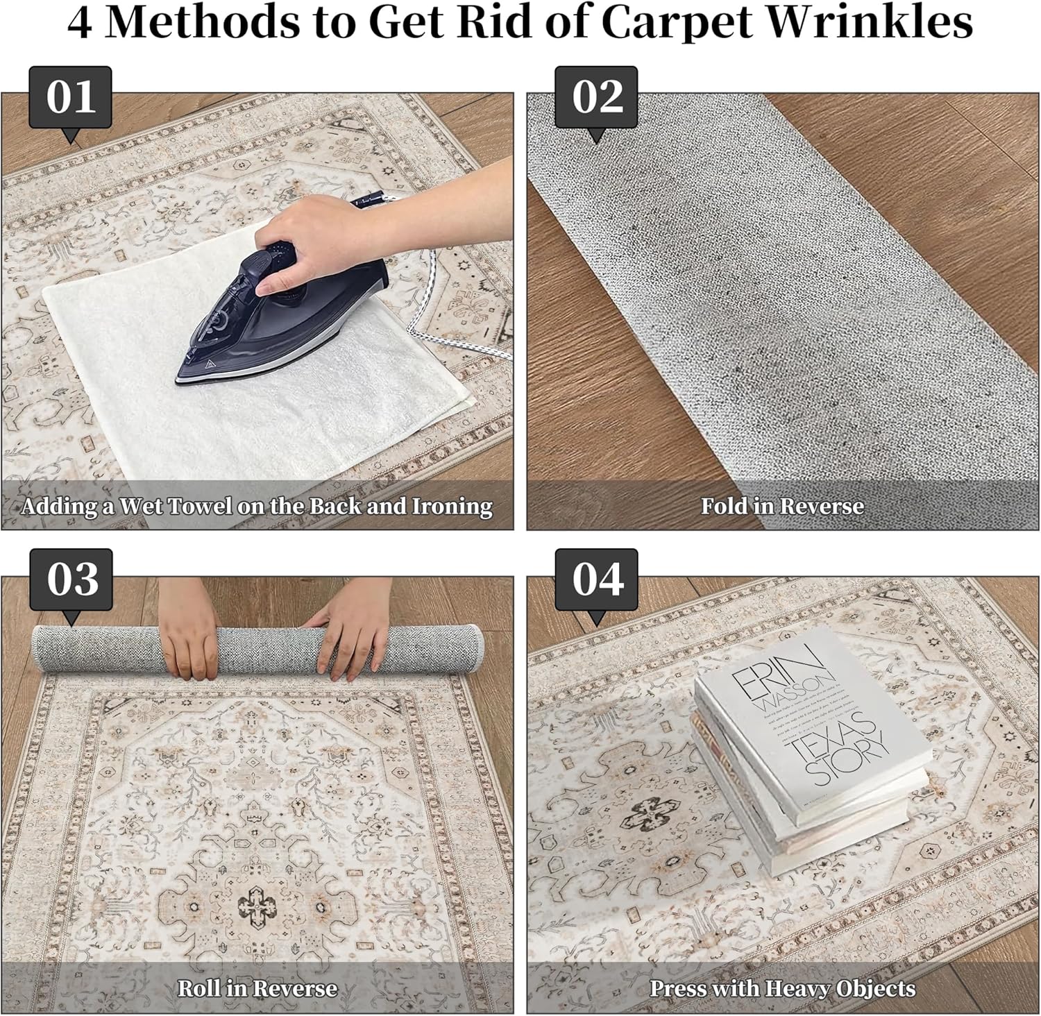 Washable Area Rug 9x12 - Bedroom Living Room Large Indoor Oriental Rugs - 0.13inch Low Pile Stain Resistant Rugs with Rubber Backing for at Least 108 sq ft Spaces (9x12 Ivory/Multi) - Image 9