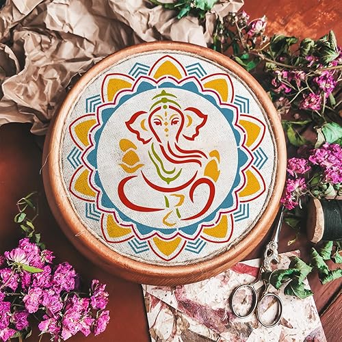 Miniatura 4 de BENECREAT Ganesha - Plantillas de pintura de dibujo, plantillas de elefante indio para pintar en álbumes de recortes, álbum, madera, piso, pared y