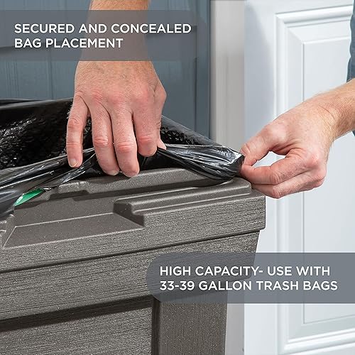 Miniatura 5 de Step2 Lakewood - Contenedor de basura – Cedro oscuro – Contenedor de basura para interiores y exteriores – Recipiente de basura de gran capacidad –