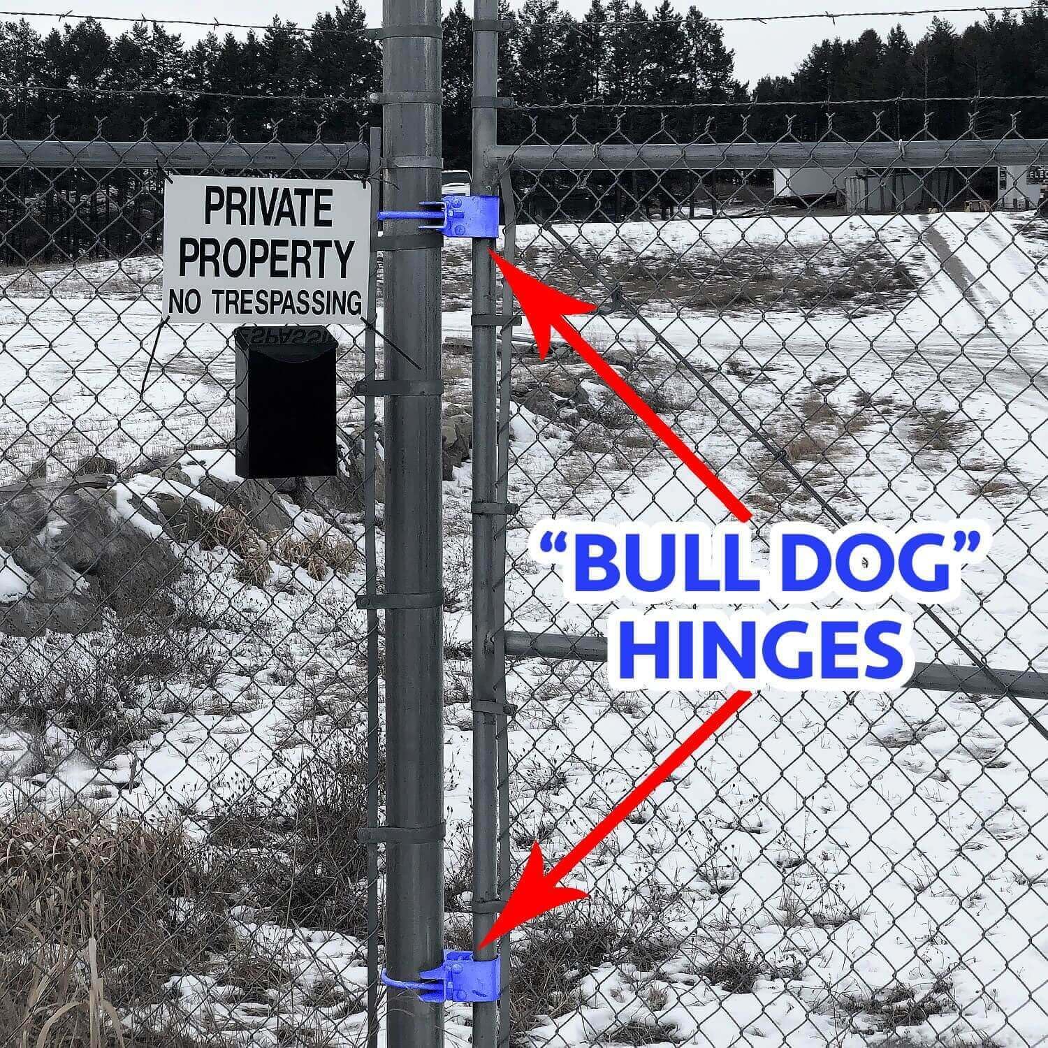 Black Chain Link Fence 2-3/8" x 1-5/8" or 1-7/8" Bulldog Commercial Duty Gate Hinge - Powder Coated - Pressed Steel (2 Pack)