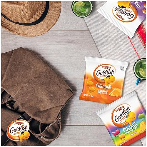 Vista 5 de Goldfish Crackers Big Smiles con galletas Cheddar, Colors y Pretzel, paquetes de aperitivos, caja de 30 CT