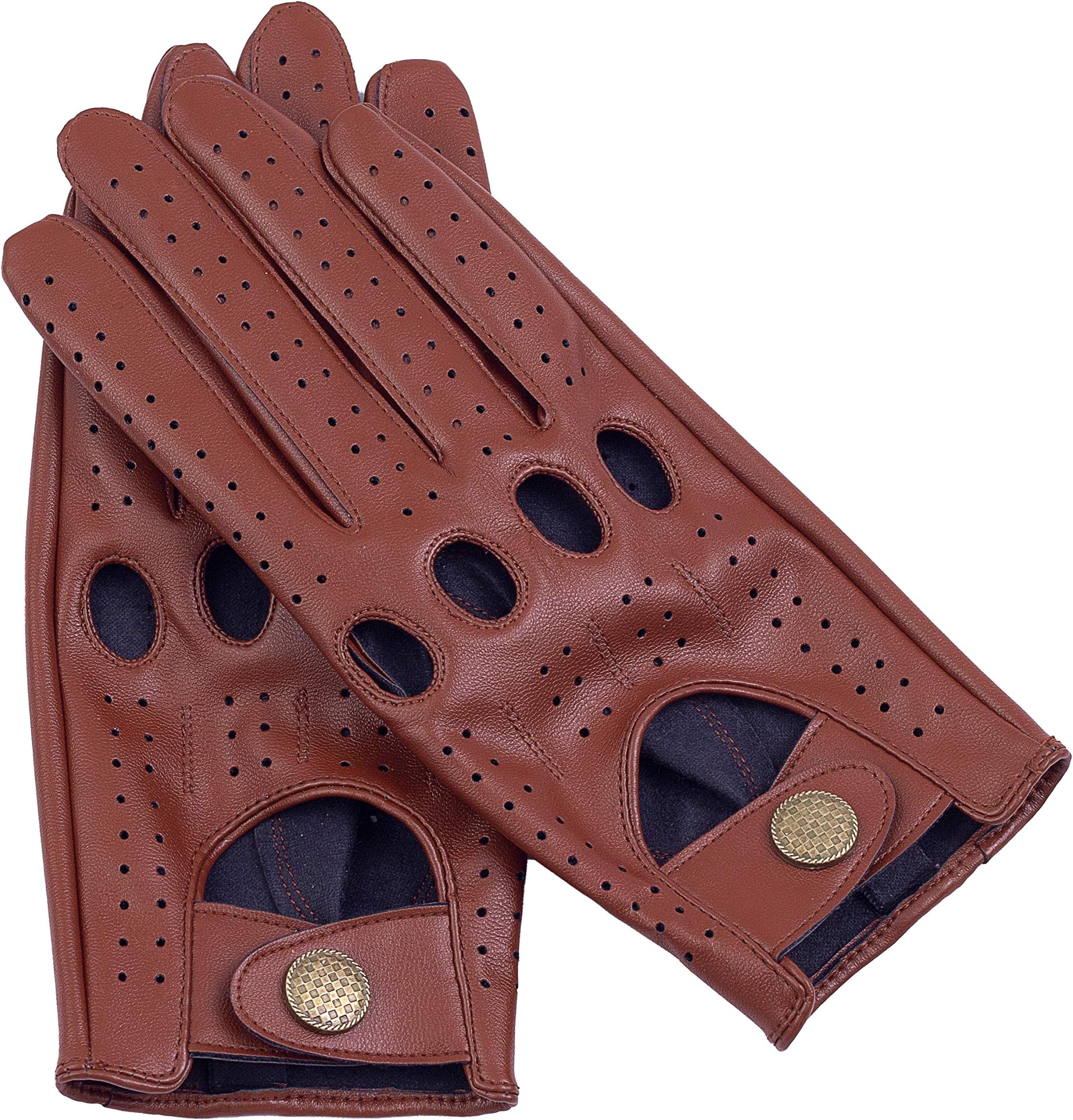 Men's Vegan Leather Full-finger Driving Touchscreen Gloves