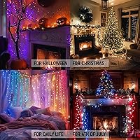 Vista 3 de Dazzle Bright - Luces de Navidad Inteligentes que Cambian de Color, 66 pies, 200 luces LED RGB con control remoto y aplicación, luces de árbol