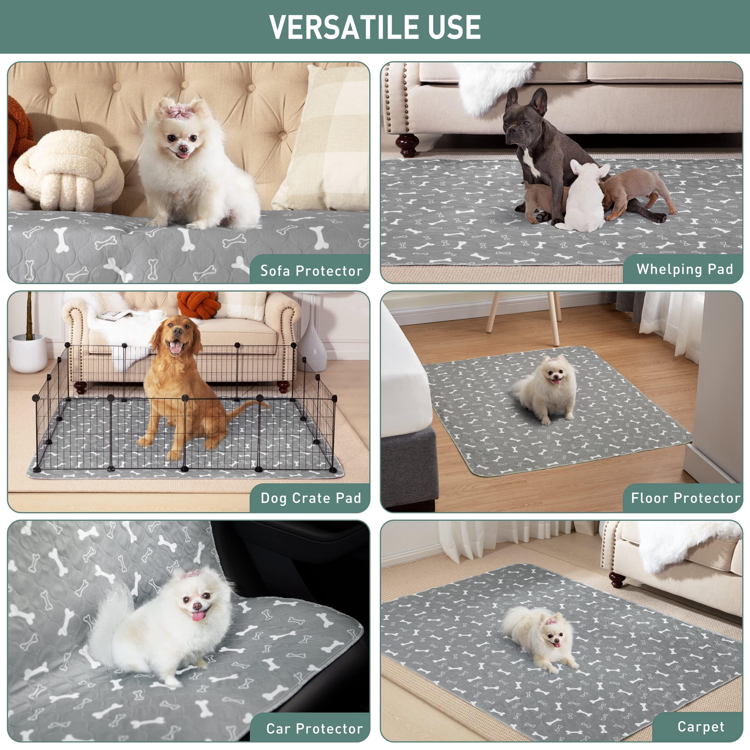 Eterish Almohadillas reutilizables lavables para orina para perros, extragrandes, de 54 x 54 pulgadas, paquete de 2, almohadillas absorbentes para entrenamiento de cachorros, antideslizantes