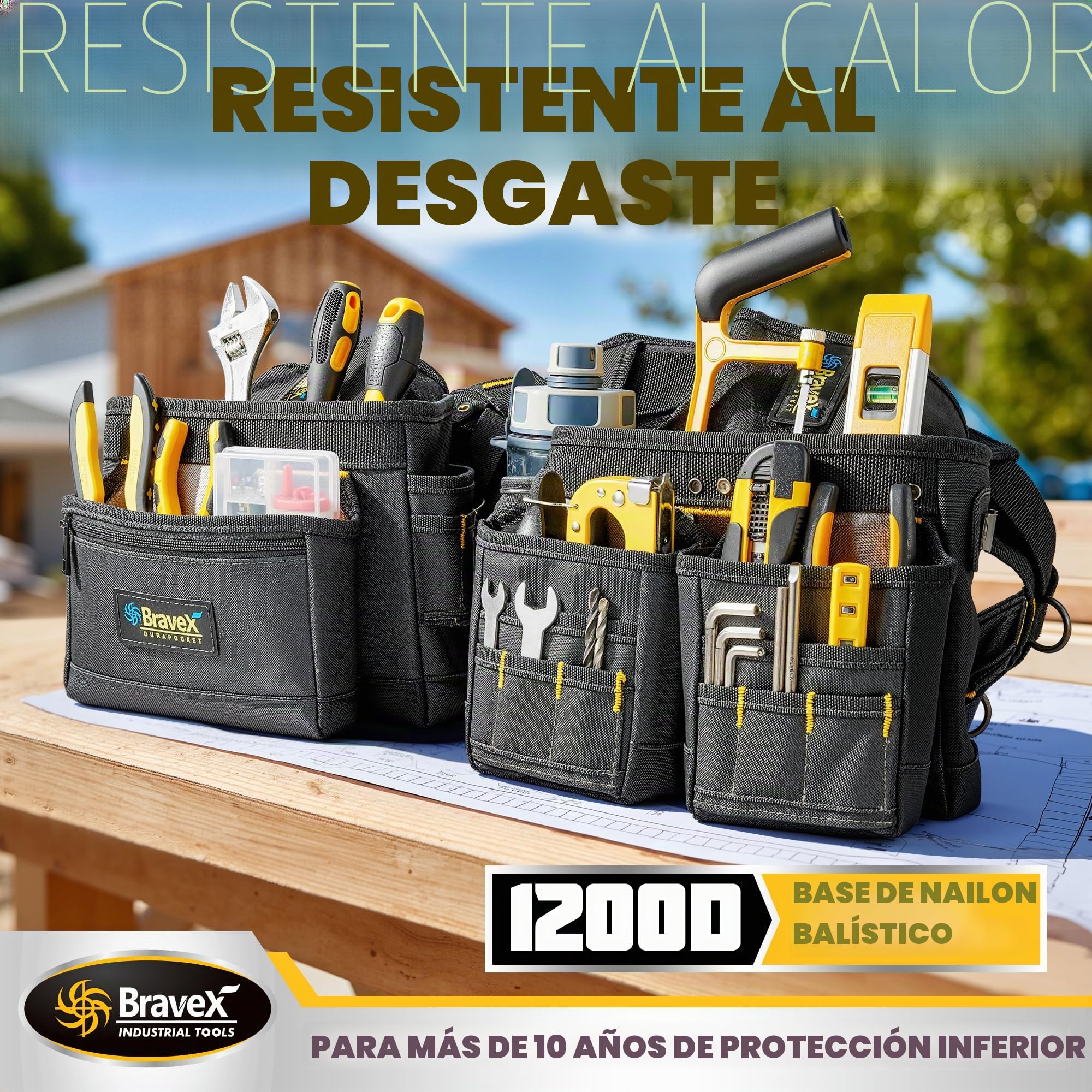 Cinturón de herramientas Pro Ultra, antidesgaste, 20 bolsillos 5 combi, estilo Y, para enmarcadores, carpinteros y electricistas, nailon balístico 1200D