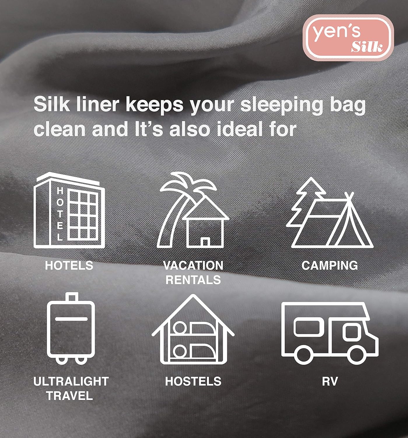 Yen’s 100% Mulberry Mummy Silk Mummy Sleeping Bag Liner, Lightweight Breathable Travel Sheet with Pillow Pocket for Hotels, Camping, Picnic, Grey (with No Zipper) : Sports & Outdoors