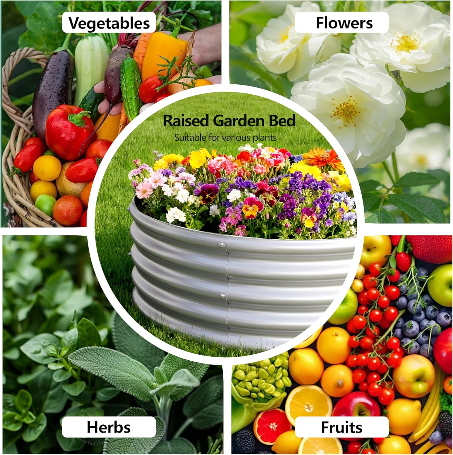 2PCS 8x2x1FT Galvanized Raised Garden Bed Kit,Vegetable Boxes-Oval Metal Flower Box,Large Planter Raised Beds Outdoor Garden for Planting,Fruit,Herb-Silver