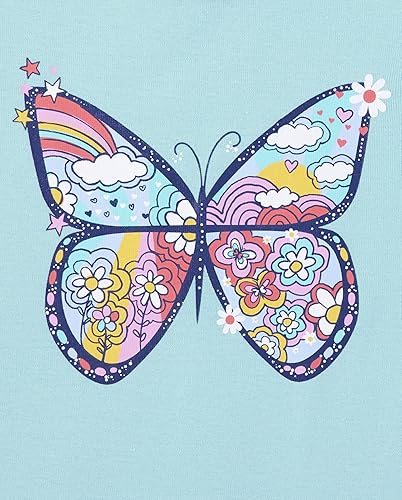 Miniatura 2 de The Children's Place Conjunto de pijama de 2 piezas con camiseta y pantalones cortos para niñas, ajuste cómodo, 100% algodón, 2 unidades