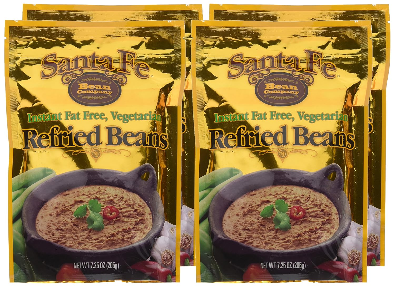 Santa Fe Instant Fat Free Vegetarian Refried Beans 7.25 Oz (Pack of 4)