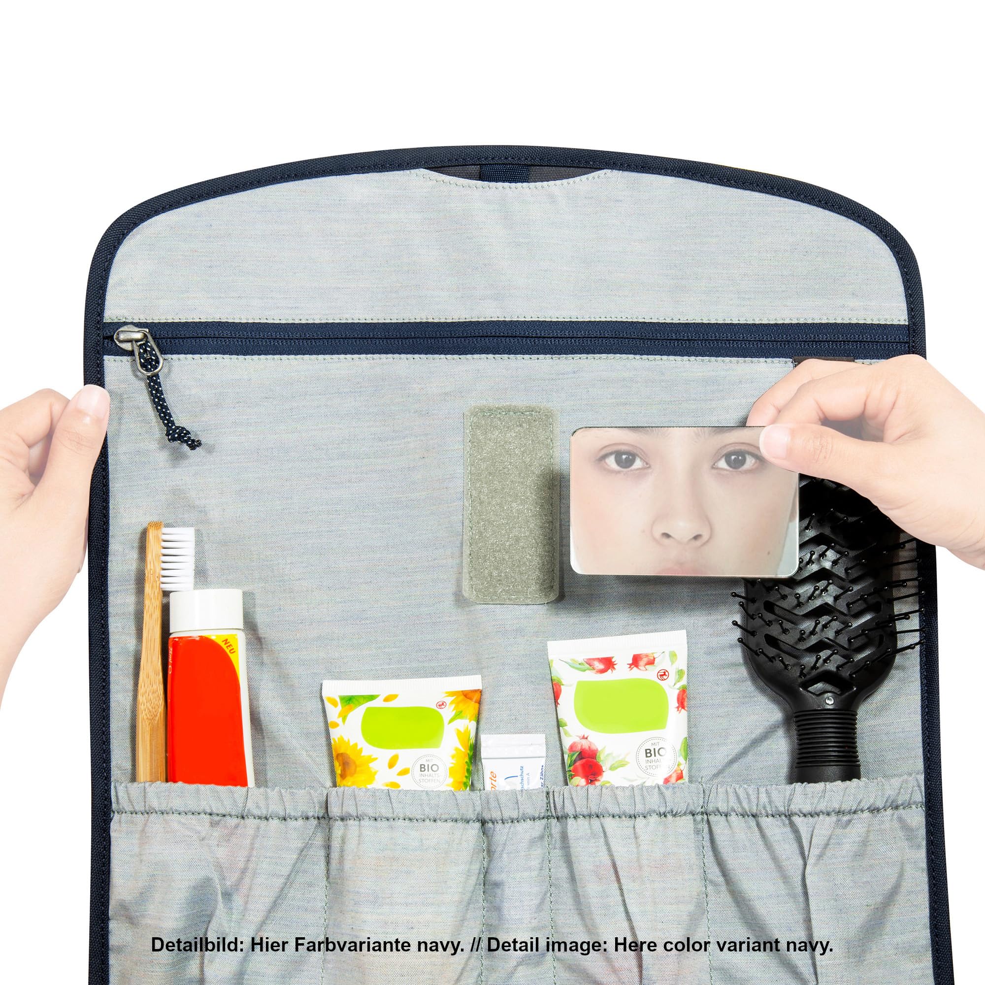 Tatonka Travelcare Kulturbeutel - Flache, Faltbare Waschtasche zum Aufhängen mit Fächern und Spiegel (Packung mit 2)