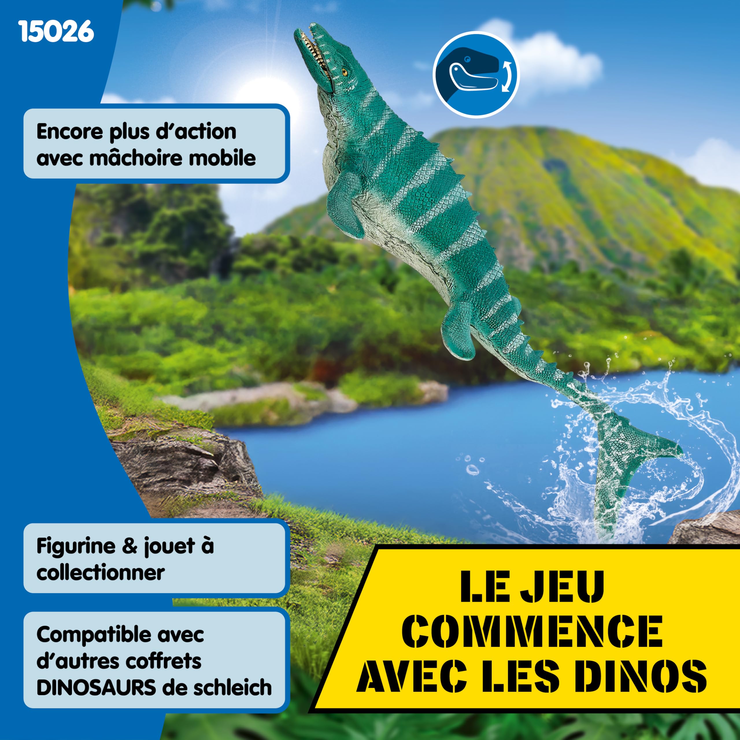 Schleich DINOSAURS Mosasaure 15026 Figurine Dinosaure Articulée 32 cm Cadeau Enfant 3 Ans