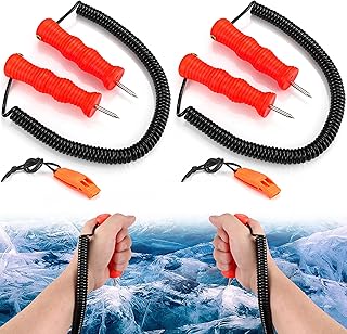 Retractable Ice Safety Picks for Ice Fishing Safety Kit, Safety Ice Picks for Ice Fishing Equipment Skating Ice Rescue Picks Ice Fishing Spikes