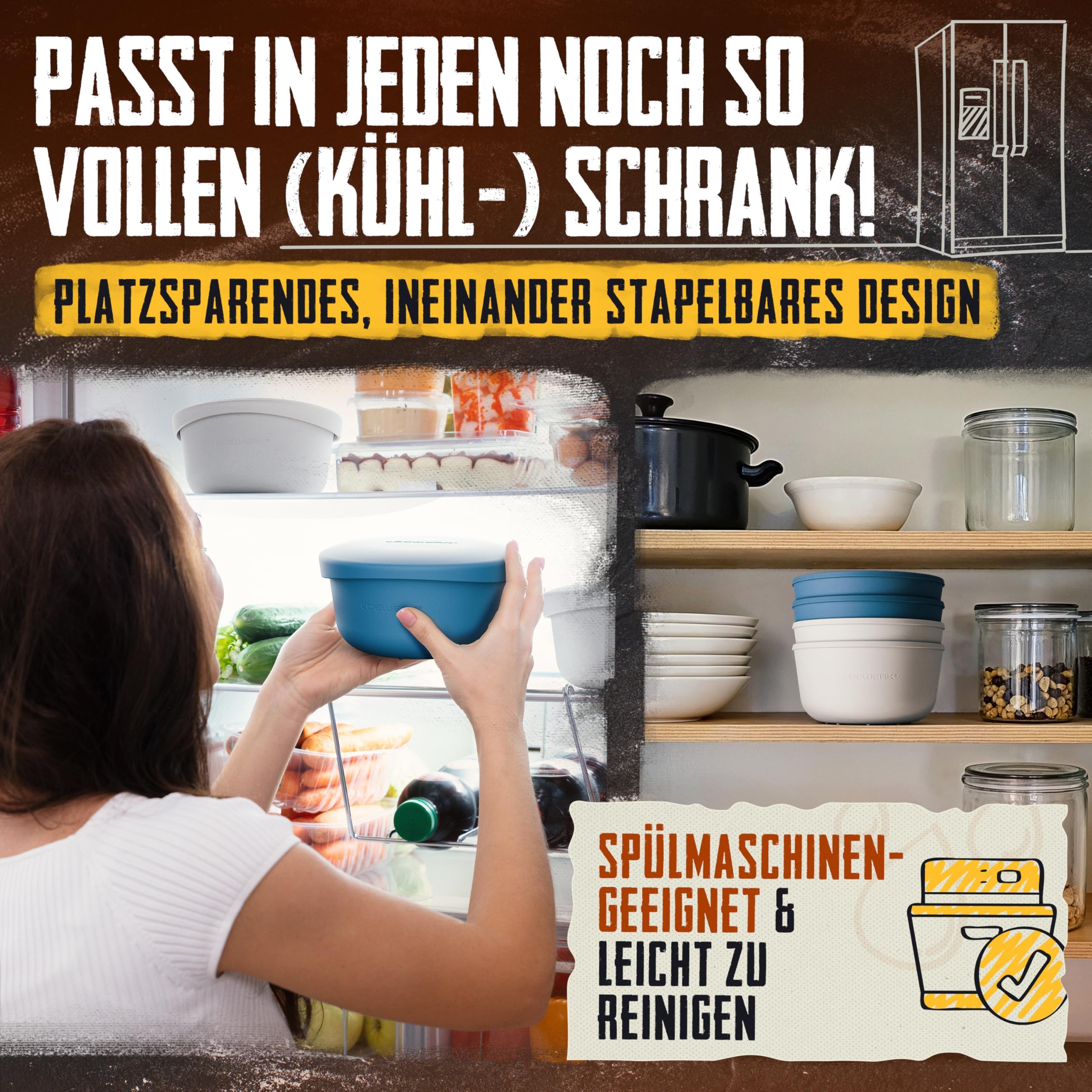 Pizzaballenbox mit Deckel – 4er Set – atmungsaktive Teigbox für perfekten Pizzateig - platzsparende Silikon Pizzateig Box mit Deckel, Pizza Box, Pizza Ballenbox, Gärbox – Grau