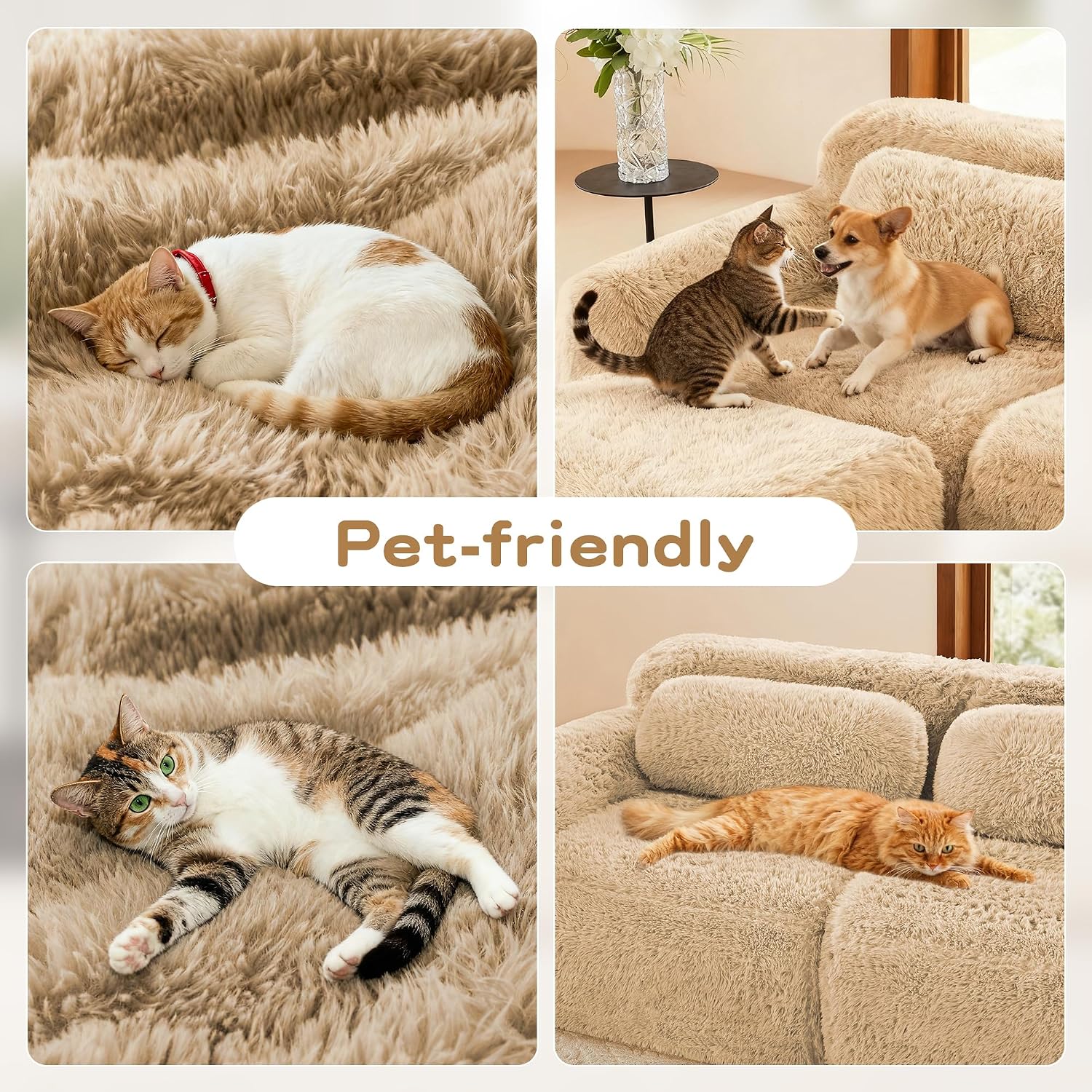 Boneless Couch Sectional Couches for Living Room, 80.4'' Modular Sectional Sofa with Pillows, Comfy Plush Cloud Boneless Loveseat, Deep Seat Small Modular Couch for Small Spaces, Light Khaki