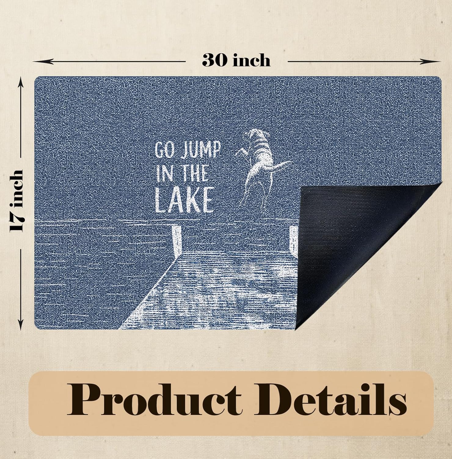 Lake Dog House Door Mat, Lakes Lover Gifts Doormat for Front Door Entrance Porch, Lake House Bath Mats for Bathroom, Go Jump in The Lake Welcome Mats for Outdoor Entryway, 17x30 Inches