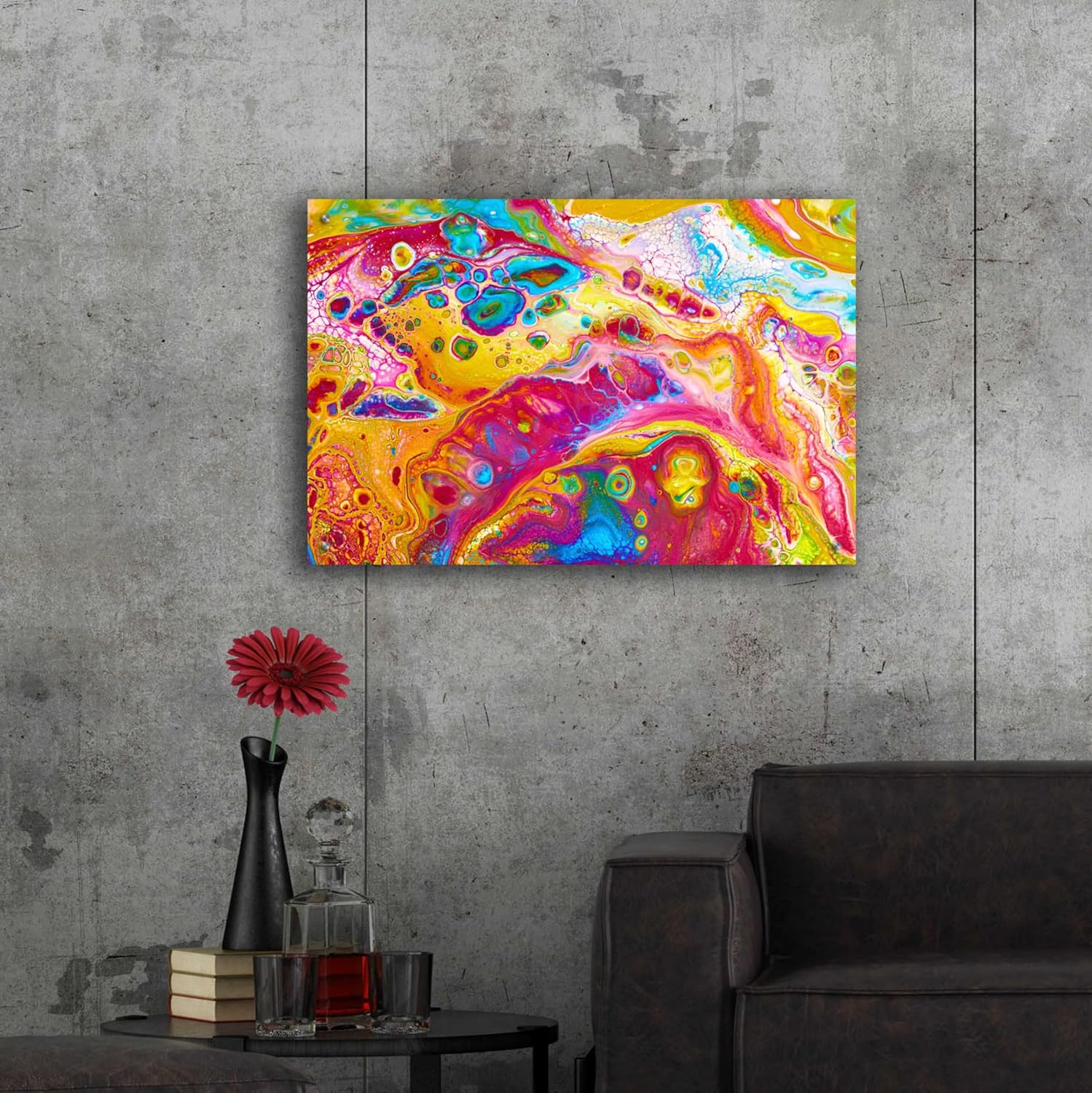 Epic Art 'Liquid Pour Yellow' by Epic Portfolio, Acrylic Glass Wall Art, 36"x24"