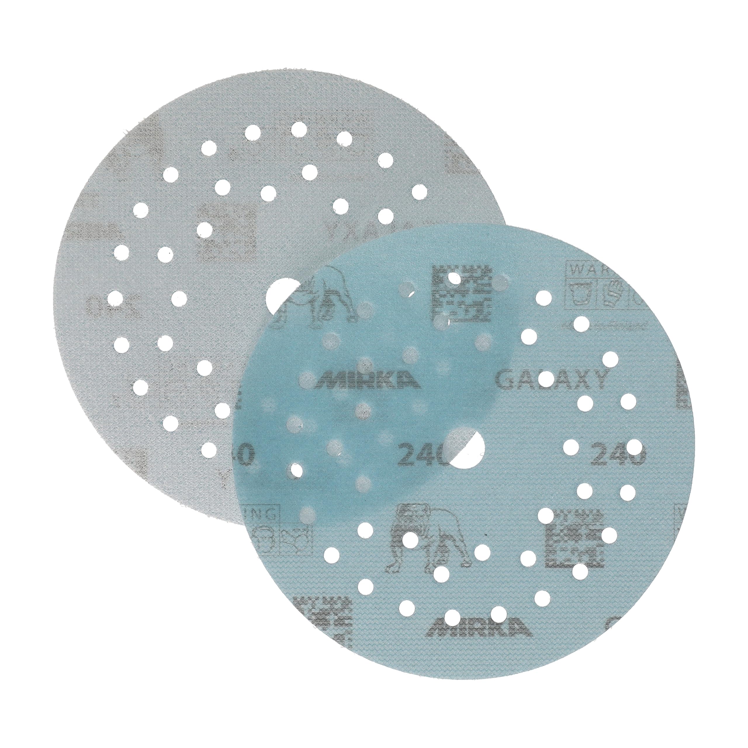 Mirka Galaxy Epoxid Schleifpapier 125mm Klett Korn 240 zum Schleifen von Epoxidharz, Holz, Epoxy, Rivertable / 50 Stk Schleifscheiben