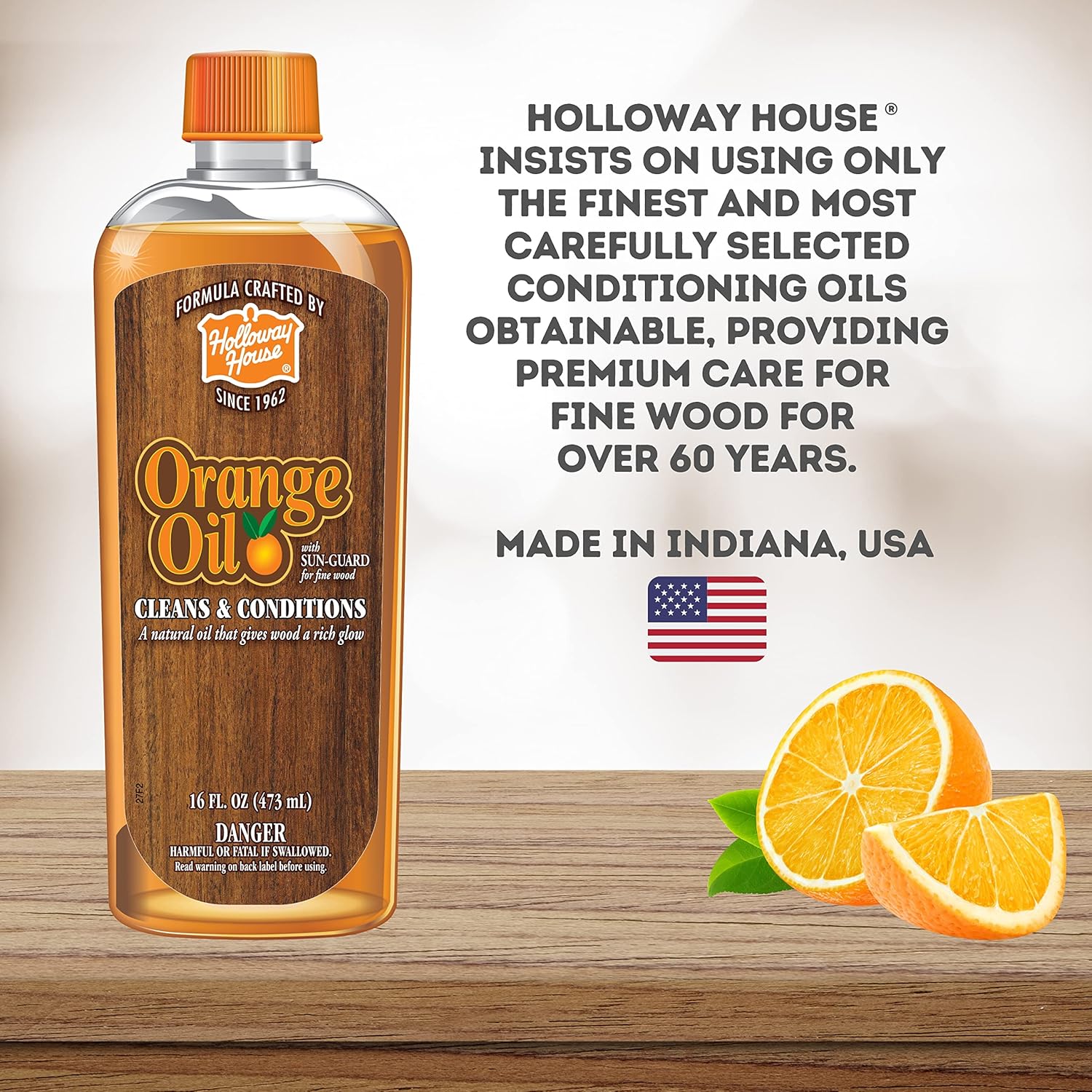 Holloway House Orange Oil Cleaner 16oz, 6Pk w/Sun-Guard for Fine Wood | Cleans & Conditions | Removes Soap Scum from Shower Doors, Stainless, Tile & Sinks | Natural Oil That Gives Wood a Rich Glow : Everything Else