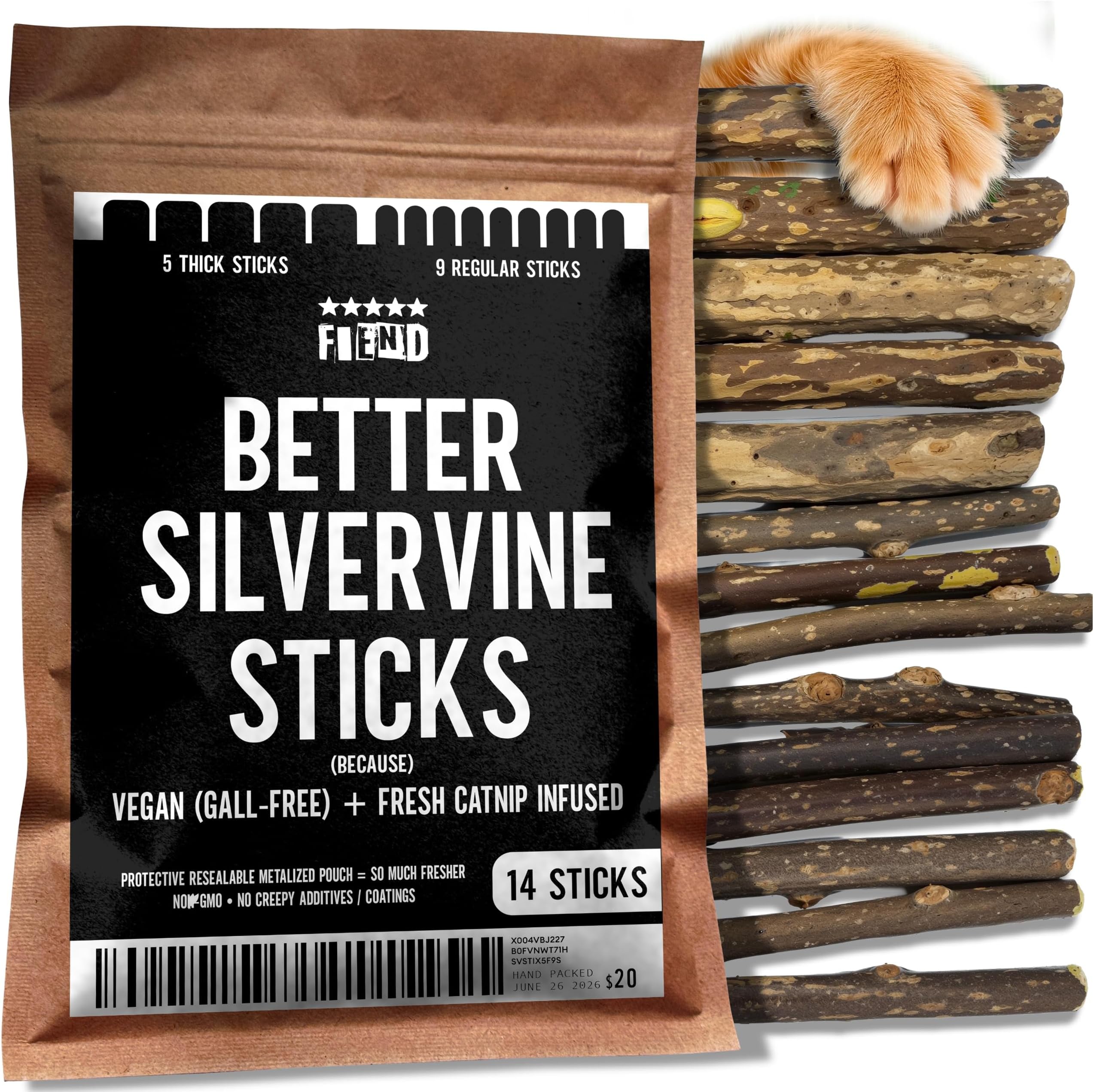 Silvervine Sticks for Cats Real Dried Silver Vine Catnip Infused 14 Sticks