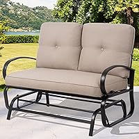 Vista 8 de Shintenchi Banco Deslizante Mecedor de Metal para Patio al Aire Libre, Mecedora de Dos Plazas, Muebles de Patio de Hierro Forjado, Silla Deslizante