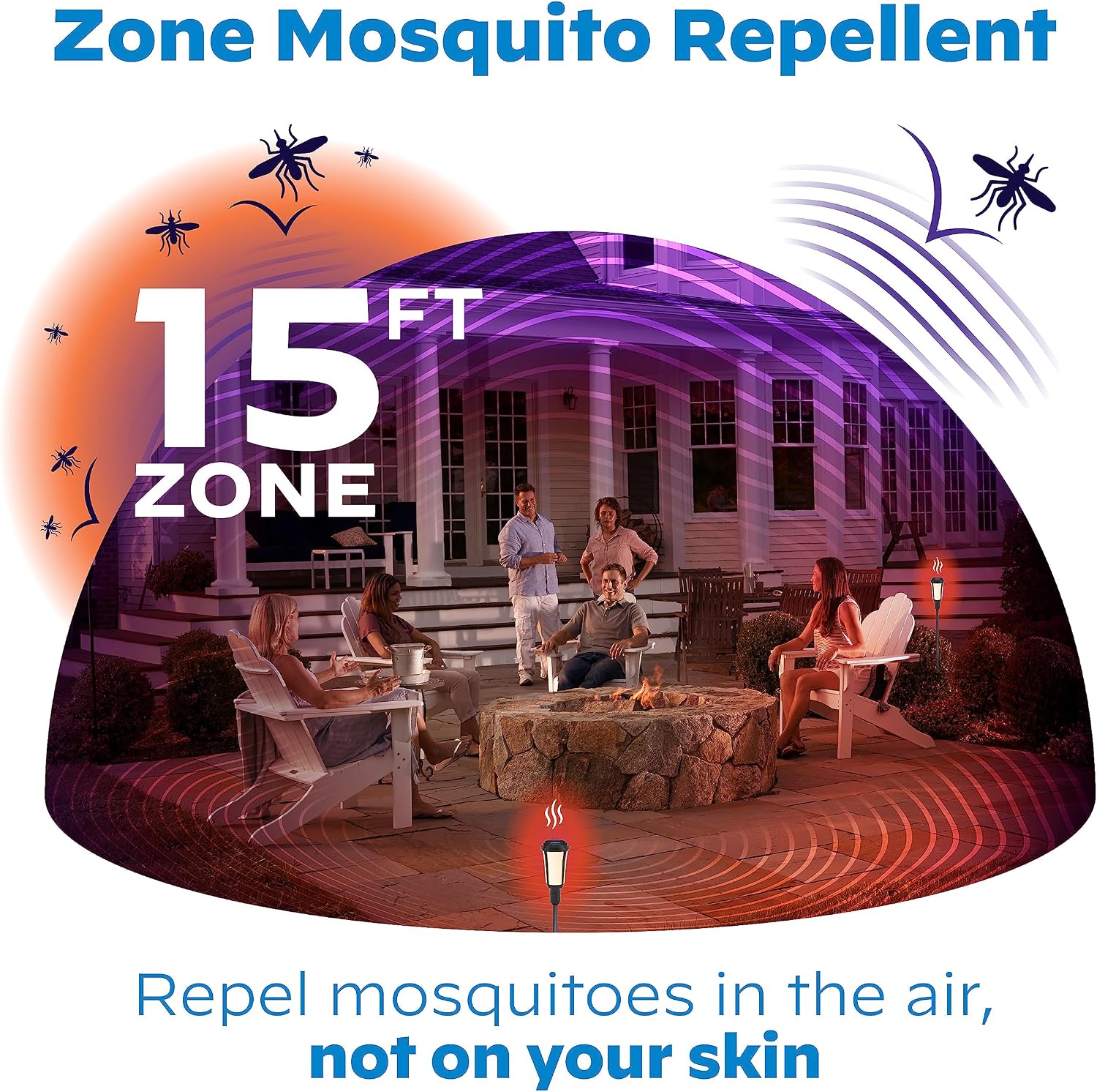 Thermacell Patio Shield Torch Mosquito Repeller; Adjustable Height; Effective Mosquito Repellent; No Candles or Flames; DEET-Free Citronella Torch Alternative; Includes 12-Hour Refill