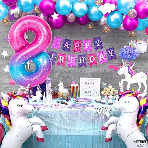 Miniatura 5 de KatchOn, Globo gigante de la galaxia 8 del número 8, 40 pulgadas, globos rosa y azul del número 8 para cumpleaños, globo de cumpleaños 8, 8 globos