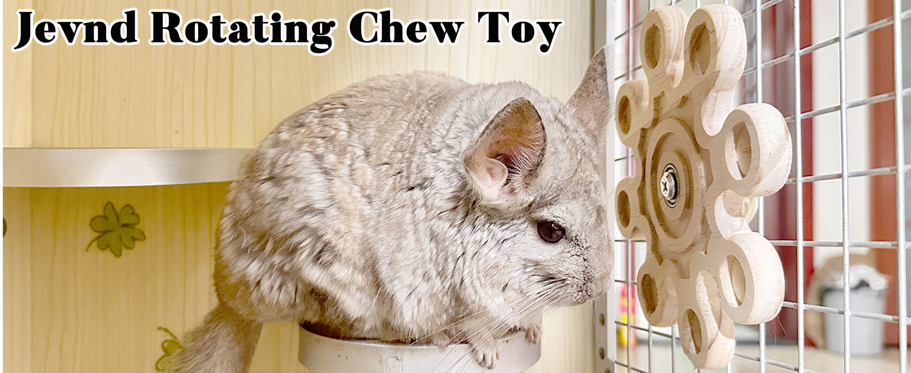 Rotating Natural Wood Chinchilla Chew Toys, Interactive